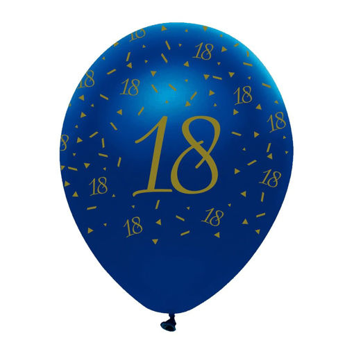 Picture of NAVY & GOLD GEODE 18TH BIRTHDAY LATEX BALLOON 12INCH 6 PACK
